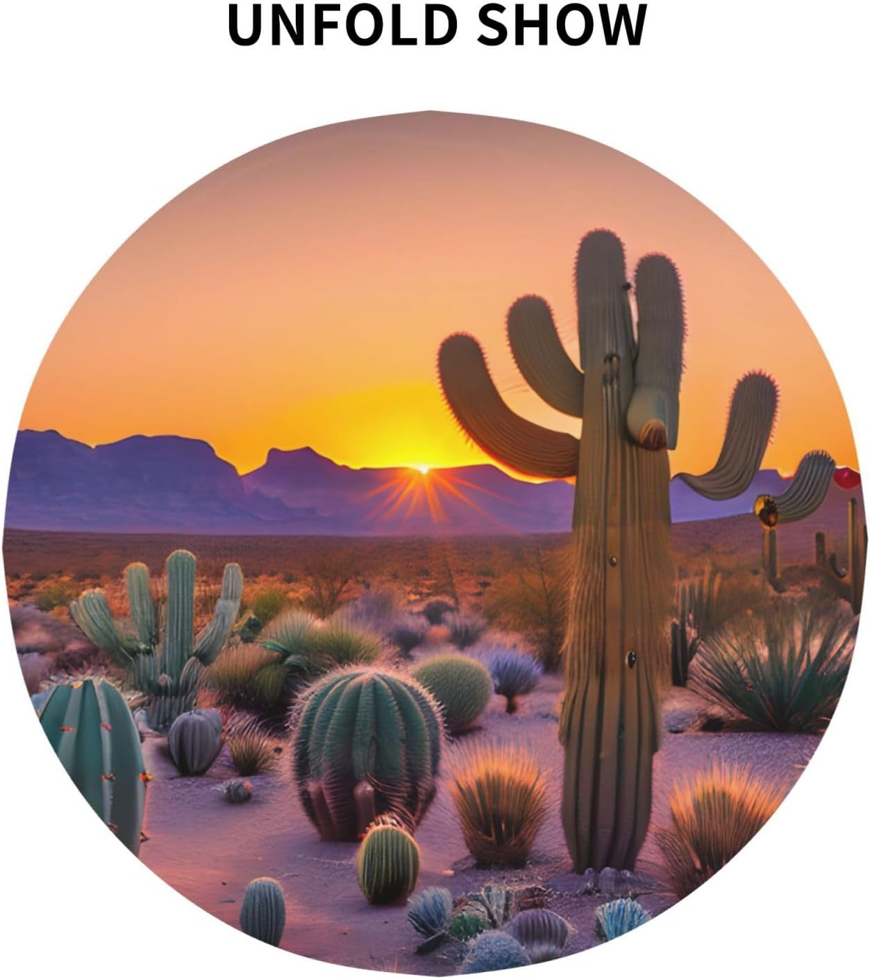 ZISHAK Mantel decorativo redondo Cactus Desert Sunsets transforma tus mesas de comedor y café con nuestro exuberante acento de lino
