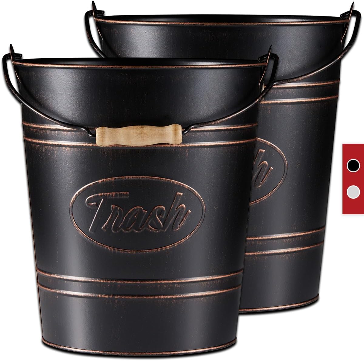 Cubo de basura rústico para baño, estilo rústico galvanizado estilo campestre, cubo de basura de metal para cocina, cesta de basura vintage grande,