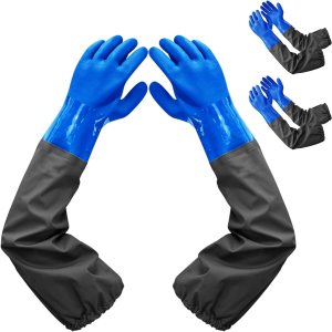 Guantes de nitrilo resistentes a los químicos, guantes largos de goma resistentes para limpieza, adecuados para mujeres y hombres Guantes de nitrilo resistentes a los químicos, guantes largos de goma resistentes para limpieza, adecuados para mujeres y hombres