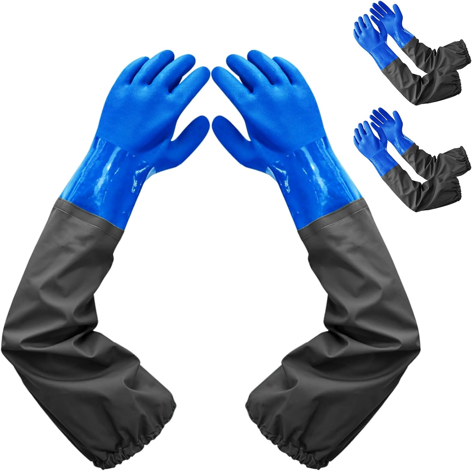 Guantes de nitrilo resistentes a los químicos, guantes largos de goma resistentes para limpieza, adecuados para mujeres y hombres