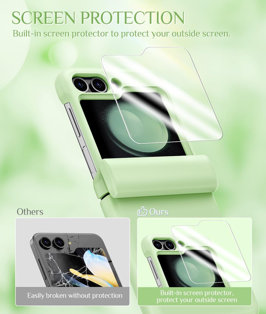 Caka Funda para Samsung Galaxy Flip 5, Galaxy Z Flip 5 con protección de bisagra protector de pantalla diamantes brillantes delgada a prueba de
