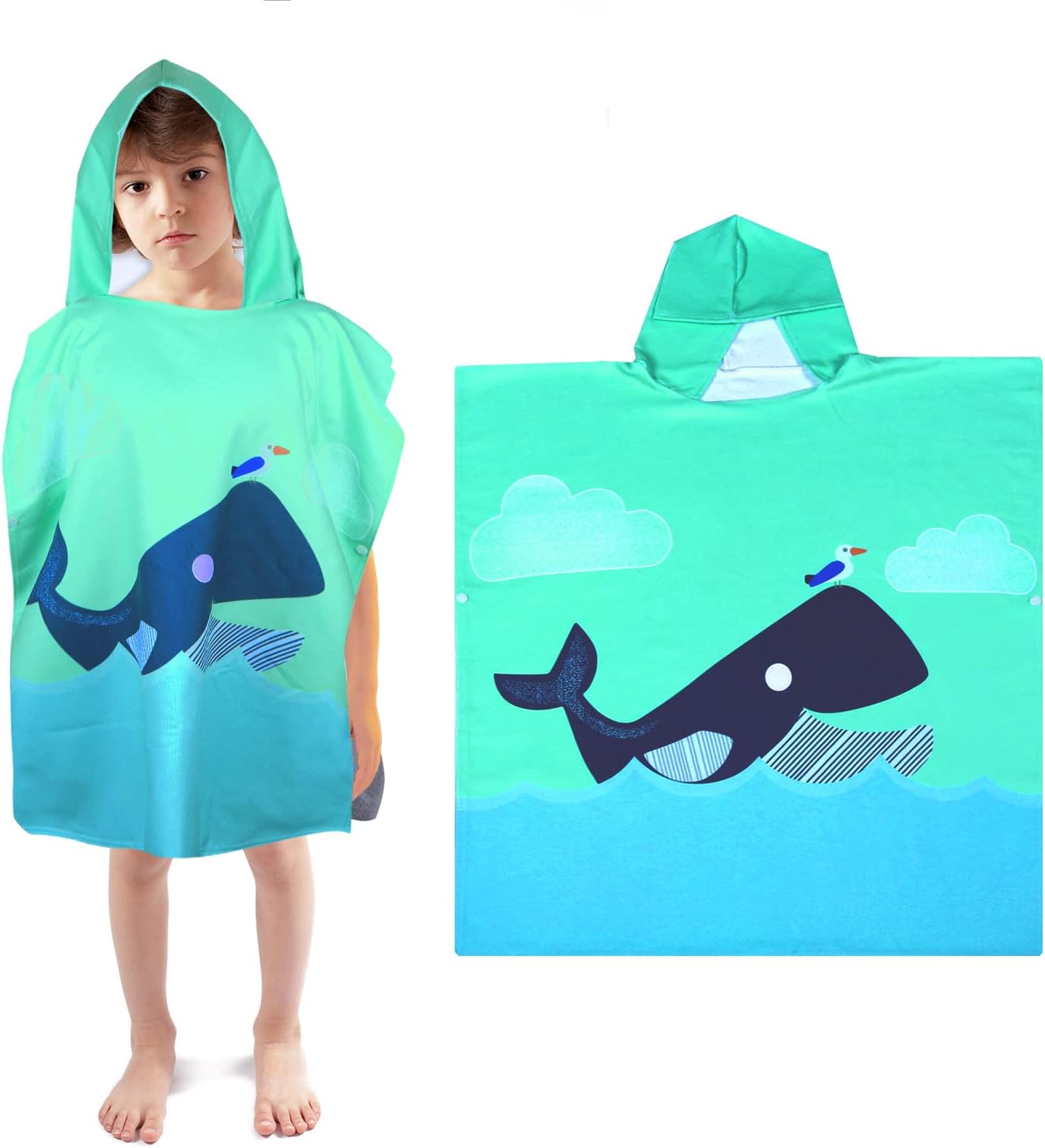 Toallas de playa para niños con capucha, toallas de baño para niños, lindo poncho de tiburón de dibujos animados, toalla de microfibra con capucha,