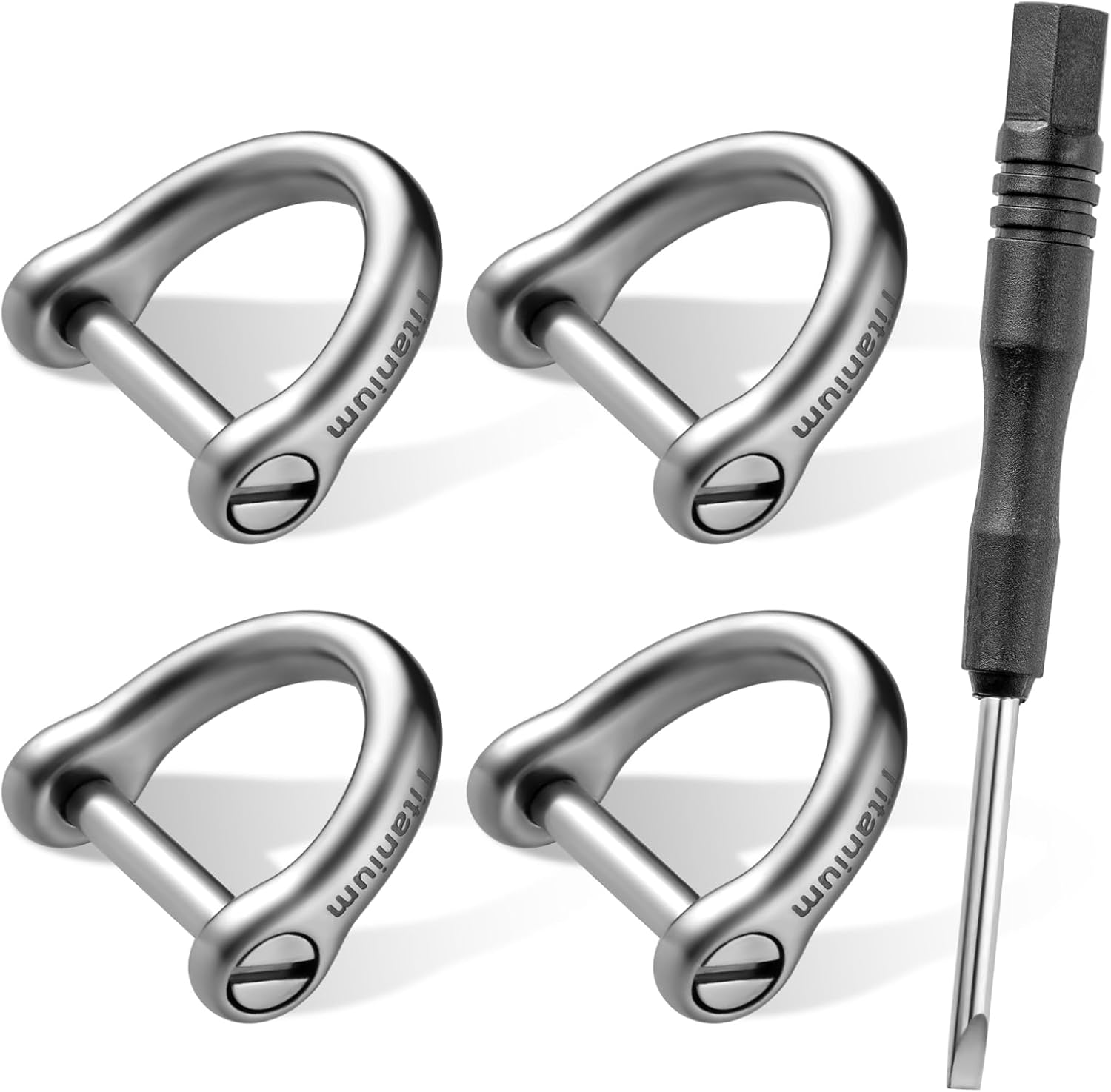FEGVE Llavero pequeño de titanio con grillete de tornillo, llavero de automóvil resistente y fuerte, mini anillos D de titanio, 12 pulgadas0.472 in