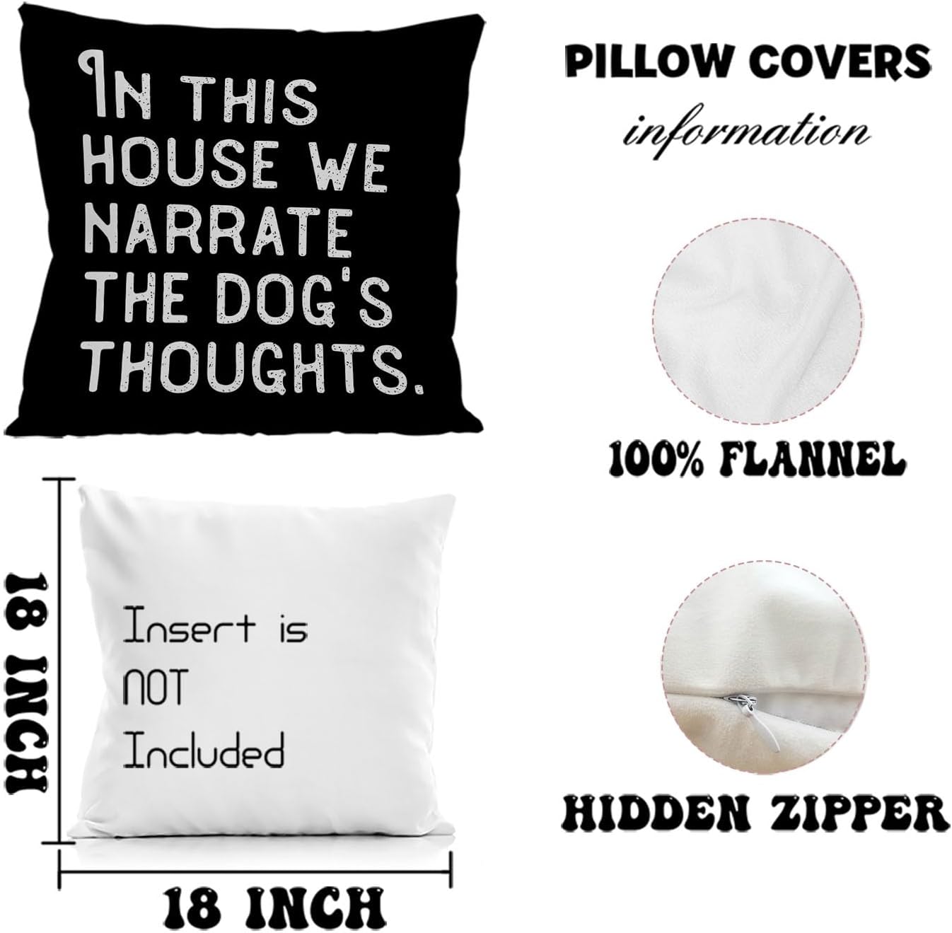 in This House We Narrate The Dogs Thoughts – Fundas de almohada de 18 x 18 pulgadas, fundas de almohada de narrar los pensamientos de los perros,