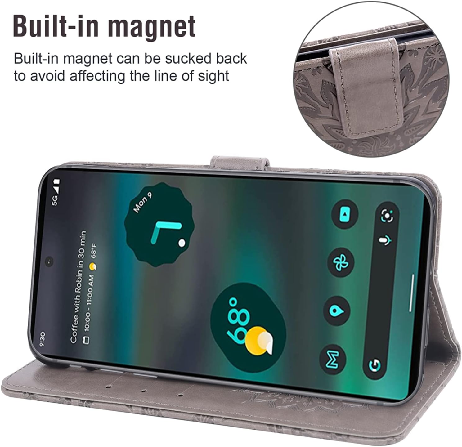 Asuwish Funda de teléfono para Google Pixel 6A 5G 2022 con protector de pantalla de vidrio templado y piel de girasol, funda delgada con tapa