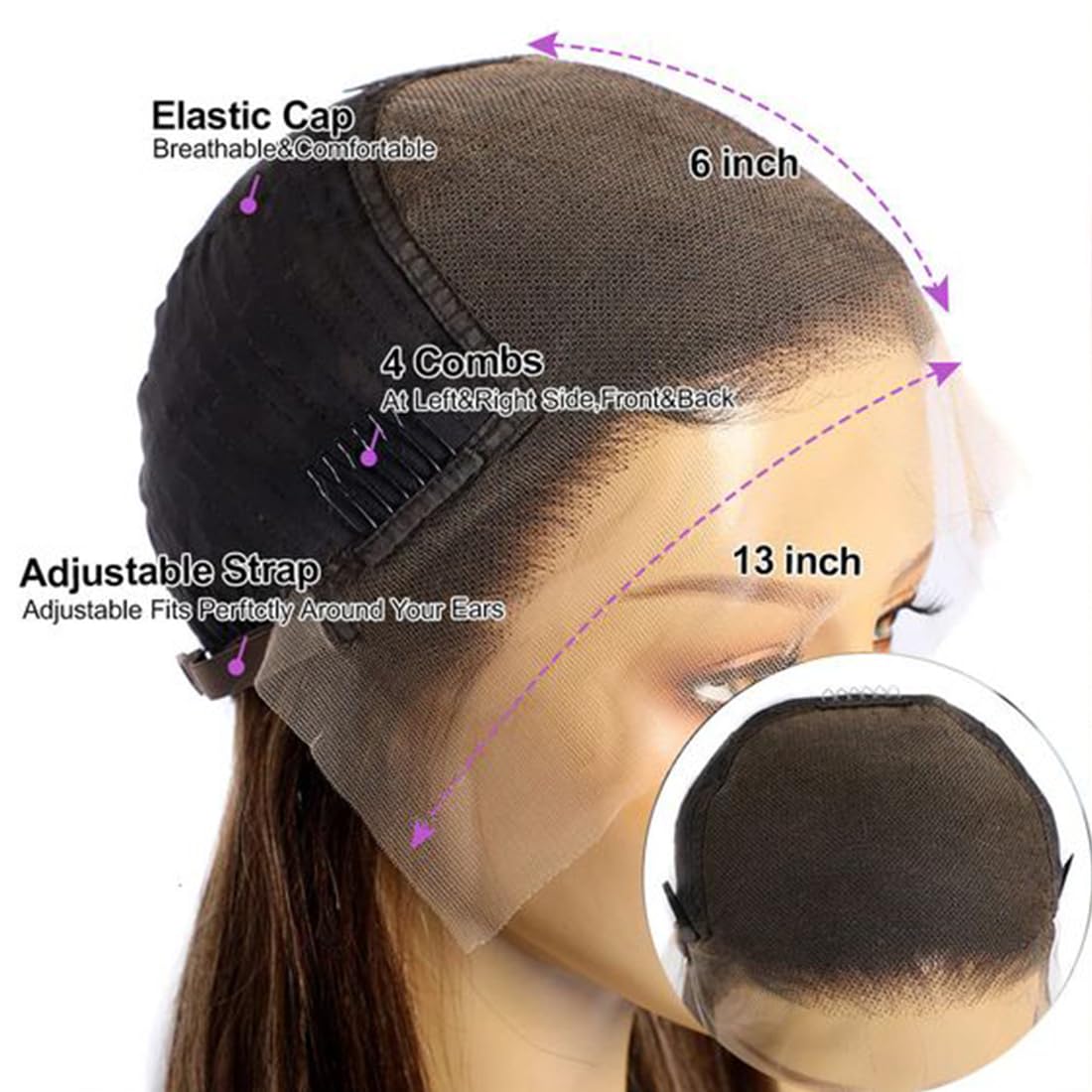 Pelucas de cabello humano ondulado con encaje frontal transparente HD de 13 x 6 y 250 de densidad, sin pegamento, precortadas, precortadas, con