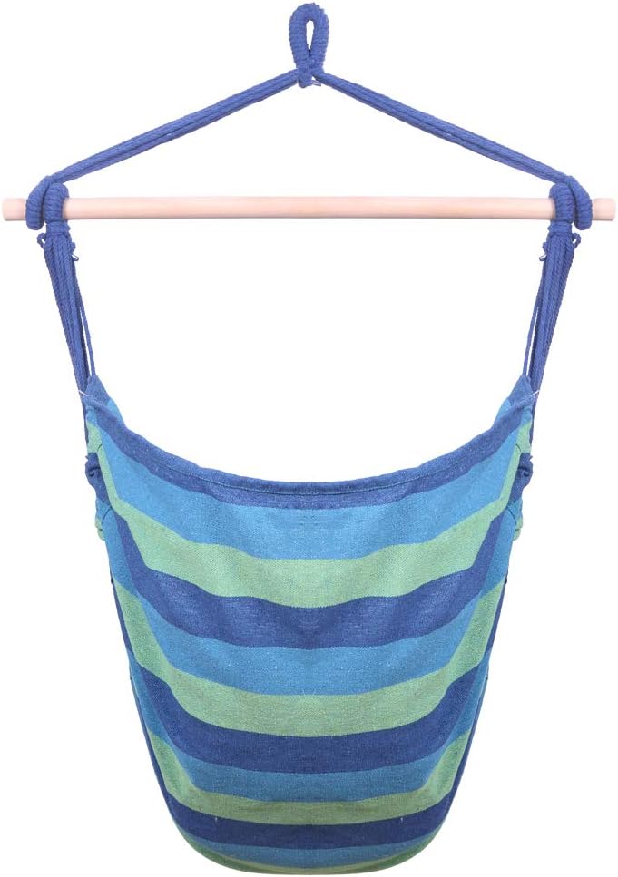 Silla de hamaca colgante de cuerda para columpio, suave y duradera, lona de algodón, 2 cojines incluidos, silla colgante para patio, dormitorio,