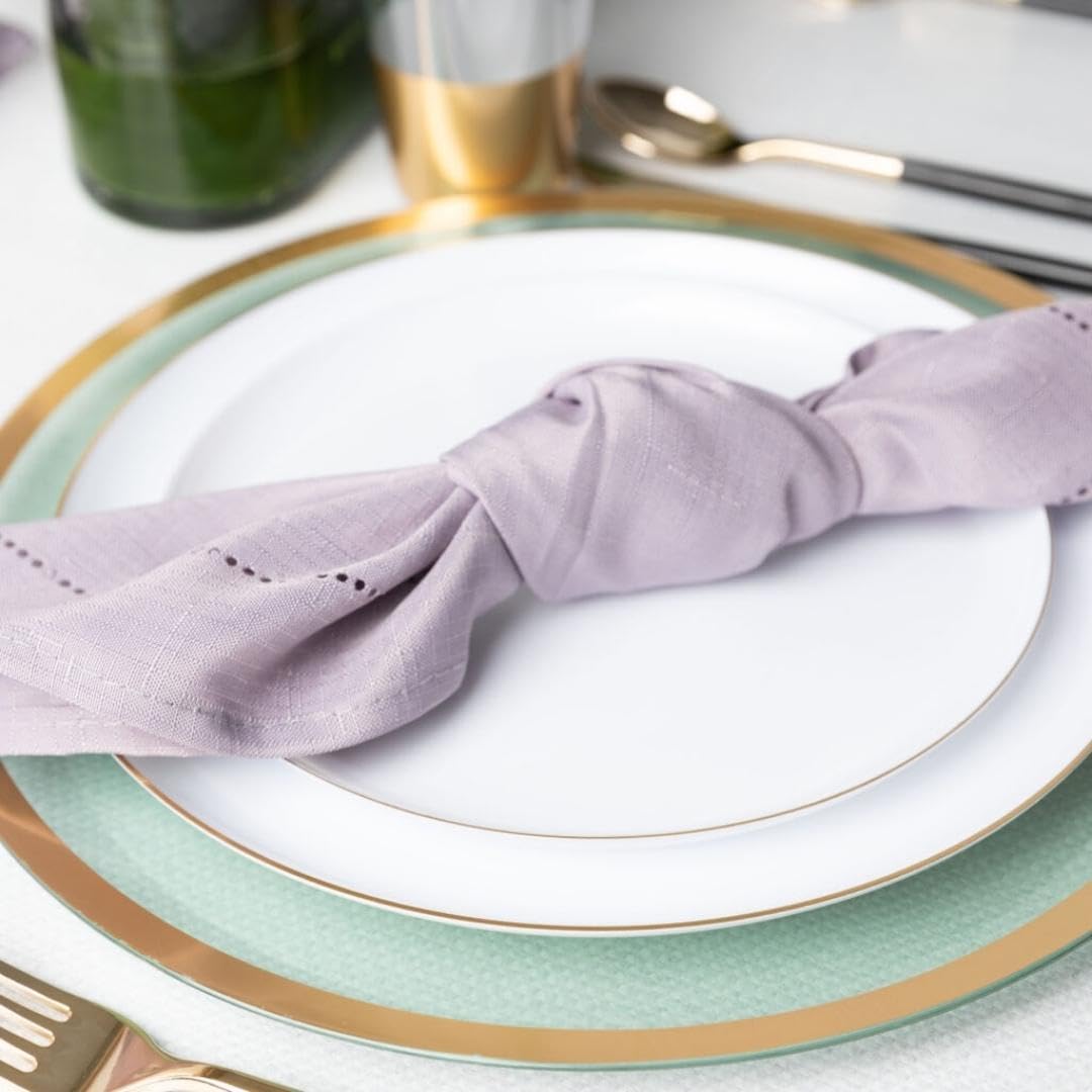 Blue Sky Edge Collection – Platos de plástico con borde dorado blanco de 6.3 pulgadas (paquete de 10)  Elegante vajilla desechable para eventos y