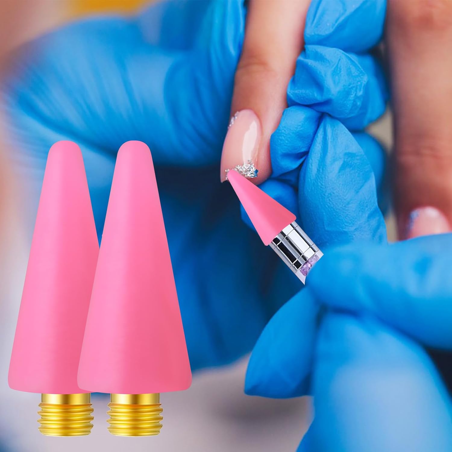 12 piezas de puntas de cabeza de repuesto de cera de diamantes de imitación, herramienta para puntear de uñas, para recoger gemas de uñas, lápiz de