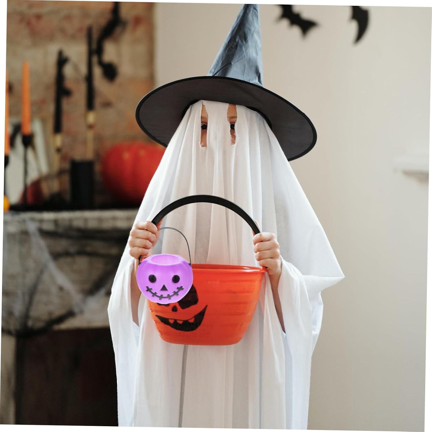 3 piezas Calabazas para Halloween Treat Bucket Calabazas Candy Basket Candy Bucket Trick or Treat Pot Halloween Basket Caldero Pot Cubetas Púrpura