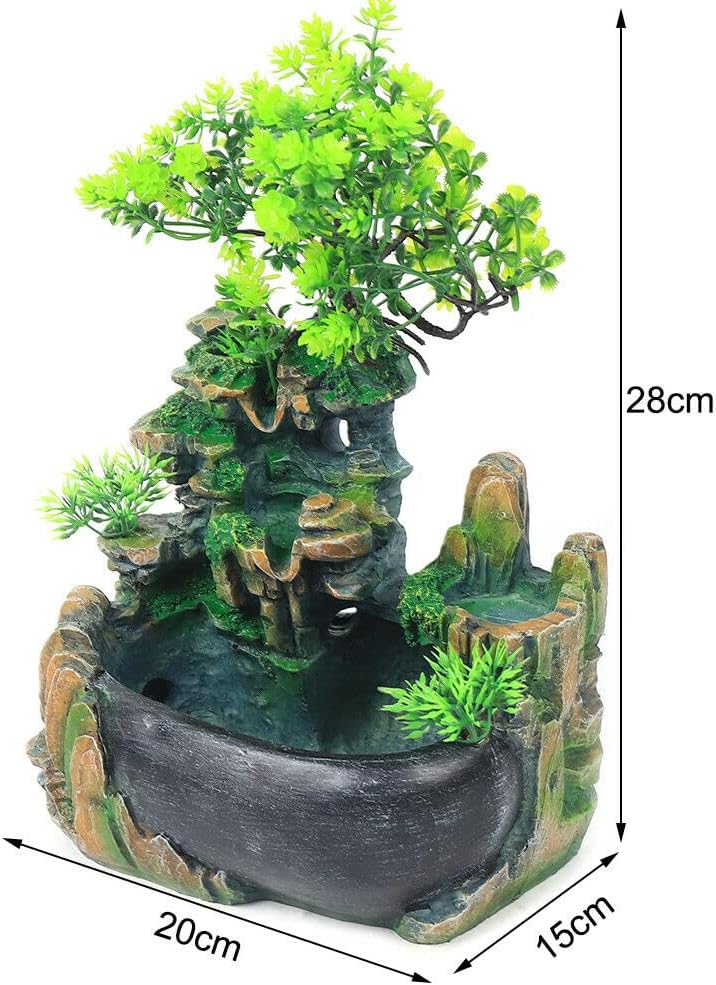 TFCFL Fuente de escritorio de relajación para interiores, cascada, cascada de meditación zen para interiores con fabricante de niebla y luz LED