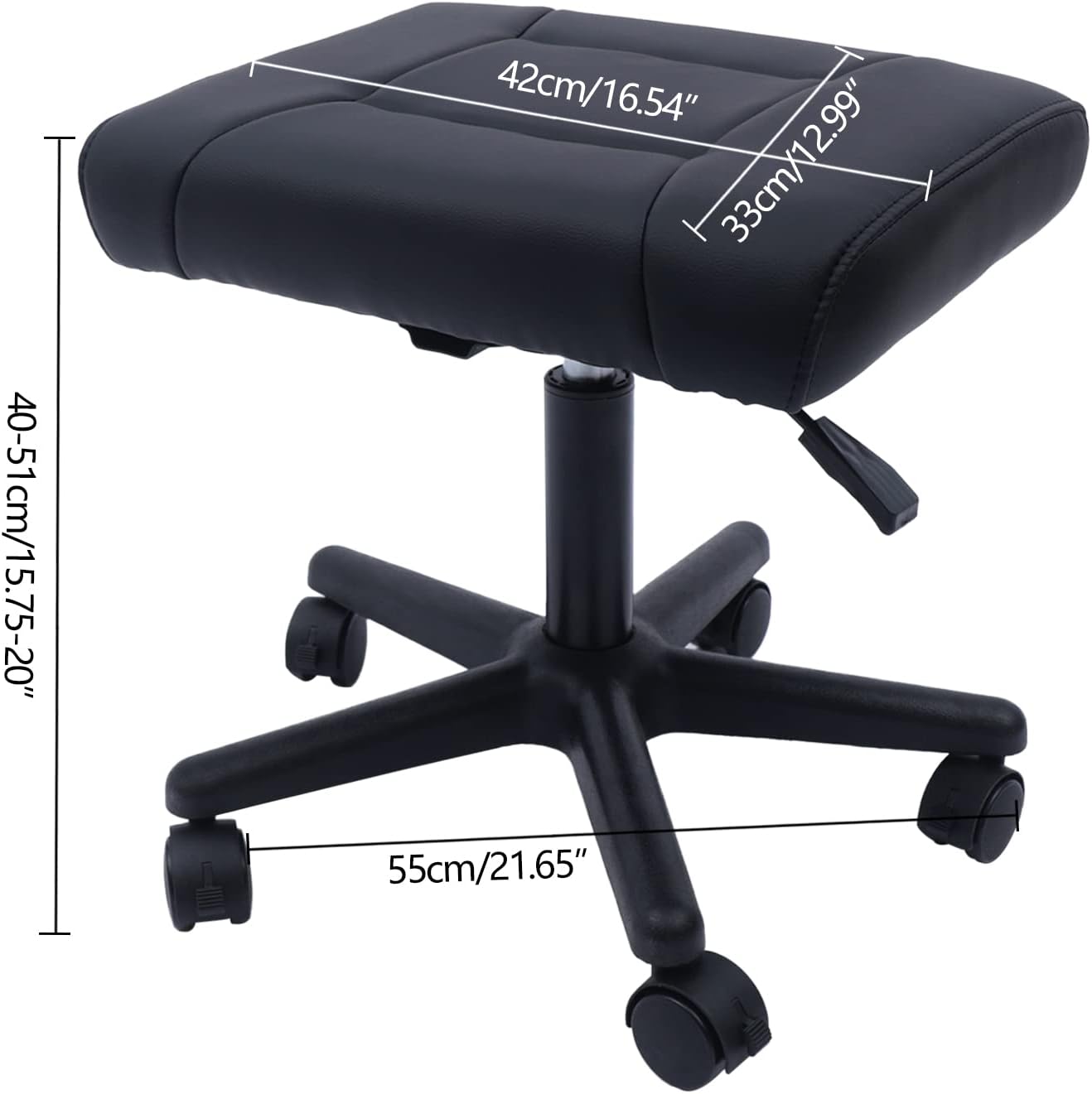Reposapiés de oficina, taburete de pie debajo del escritorio con ruedas, taburete de oficina de altura ajustable, taburete ergonómico de cuero