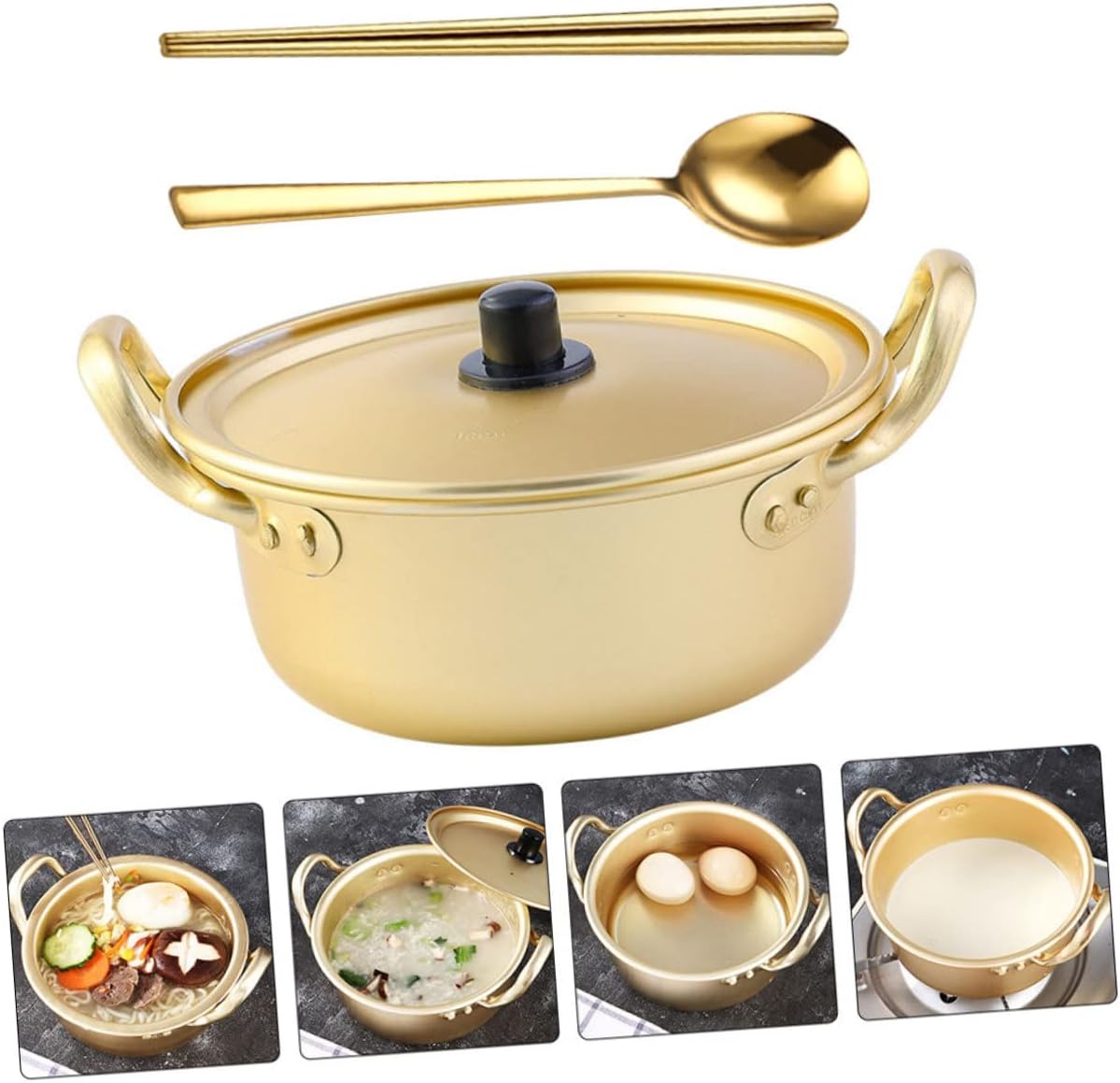 ABOOFAN Olla de fideos instantáneos para el hogar, utensilios de cocina de acero inoxidable, cuenco de fideos coreanos, ollas coreanas eléctricas