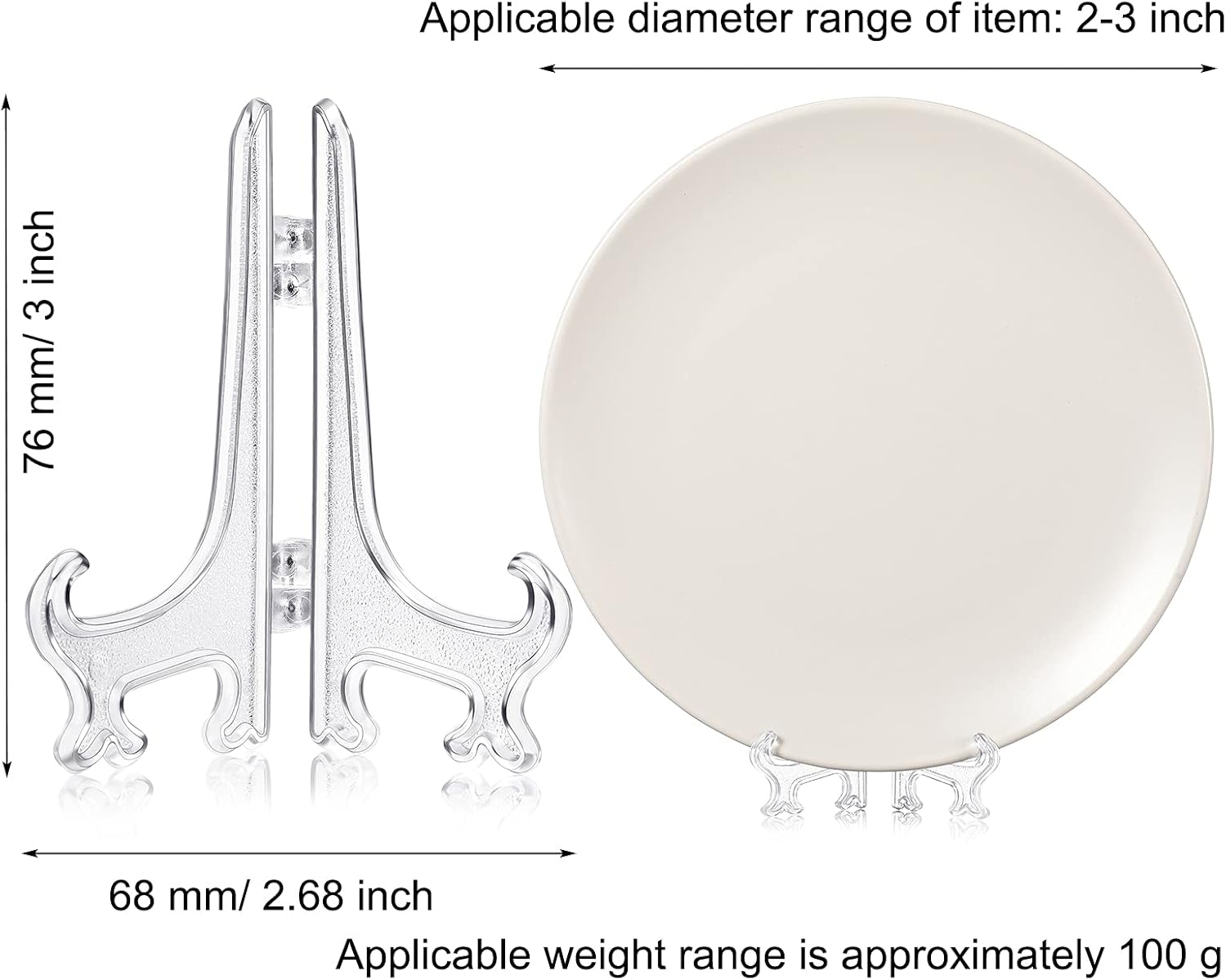 Wilzing 100 soportes de caballete de plástico transparente de 3 pulgadas, mini soportes de acrílico para exhibir fotos, mini caballete para