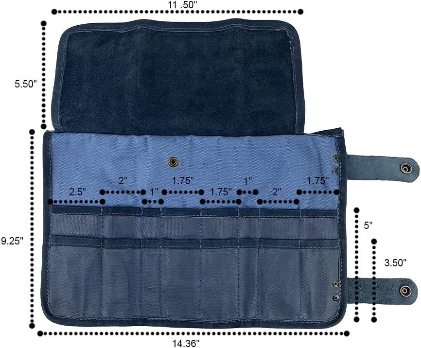 Hide & Drink, Bolsa enrollable de lona encerada (16 ranuras), funda de transporte portátil para barberos, bolsa organizadora de almacenamiento de