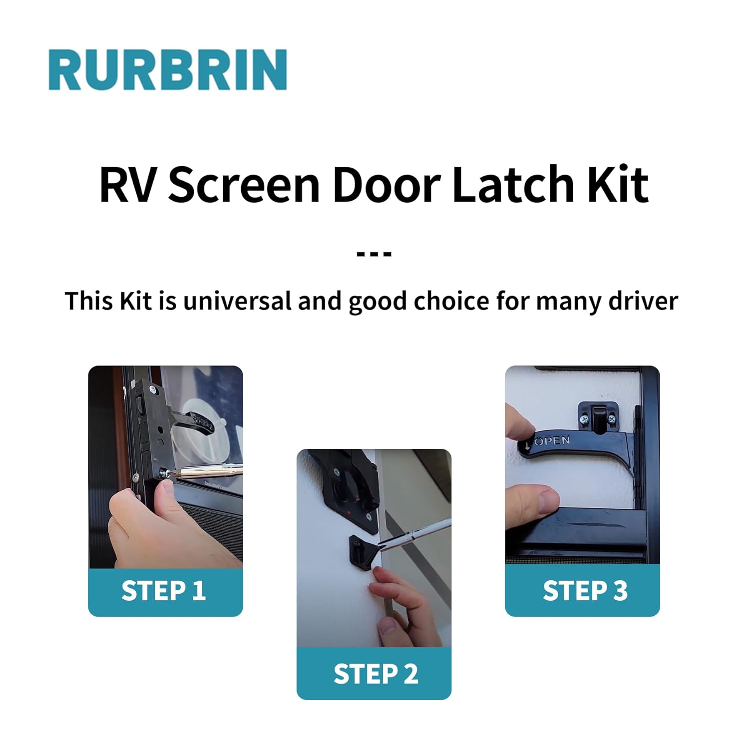 Kit de pestillo de puerta de pantalla RV con tornillos, mango derecho compatible con caravana, remolque de viaje para autocaravana, mejora la