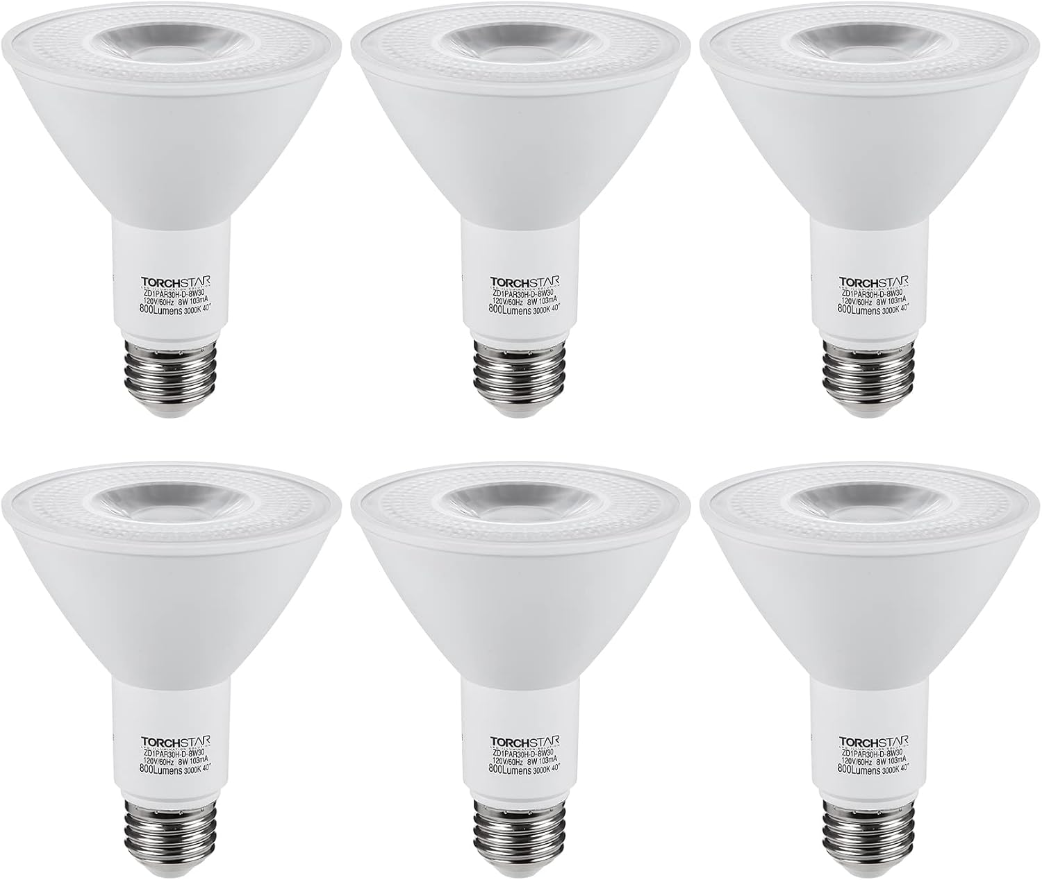 TORCHSTAR PAR30 – Bombilla LED de cuello largo, CRI90+, focos LED regulables, 8 W  75 W, blanco cálido 3000 K, certificación UL y ES, 800 lm súper