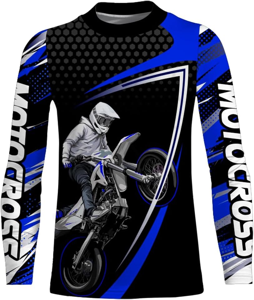 Motocross Racing Jersey UPF30+ Youth Motorcycle Shirt MX Racing Dirt Bike Jersey Off-Road Shirt Kid Men Women XM173