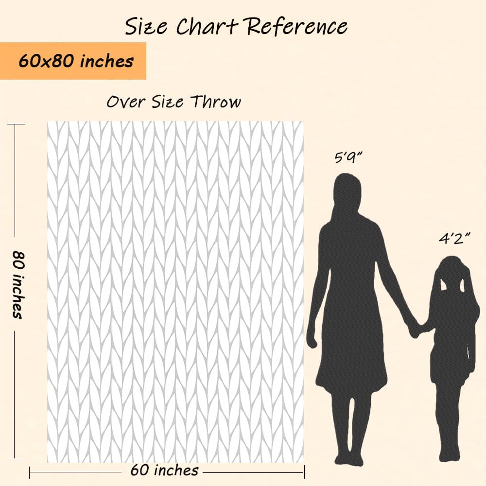 YAAPSU Manta de punto grueso de 60 x 80 pulgadas, manta de felpilla suave jumbo, manta 100% tejida a mano para sofá y cama, manta de punto trenzado