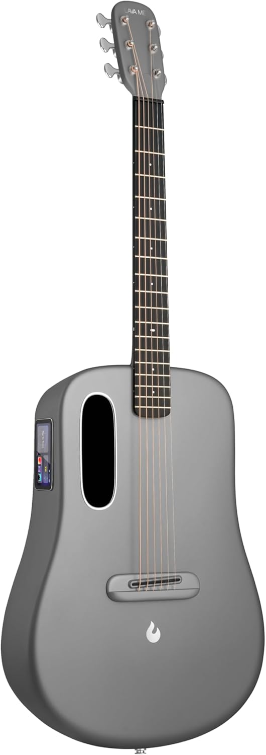 LAVA ME 4 Guitarras eléctricas acústicas de fibra de carbono, guitarra de audio inteligente de viaje con pantalla táctil de 3.5 pulgadas, sistema