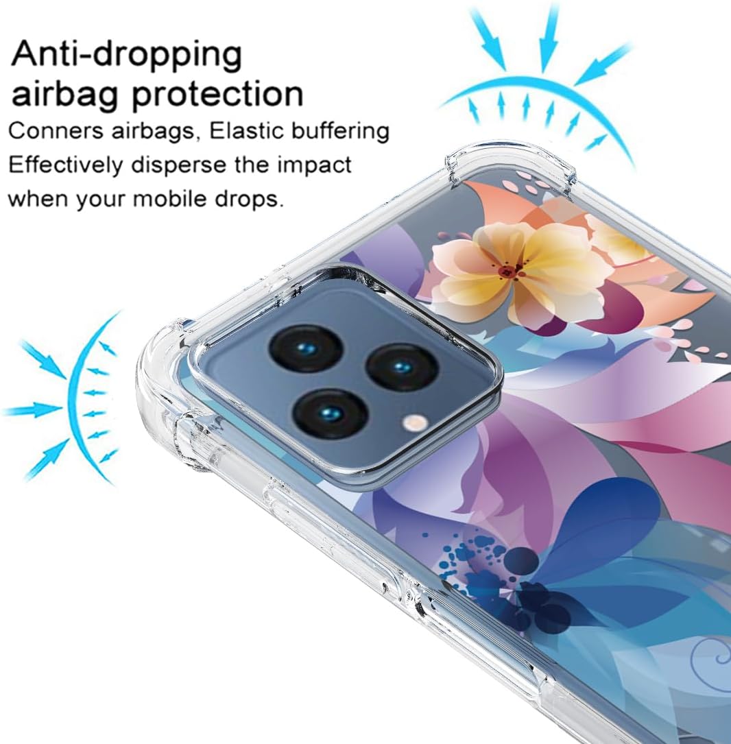 Osophter Funda para T-Mobile Revvl 6 5G, Revvl 6X 5G, funda floral floral para niñas y mujeres con protector de pantalla de absorción de golpes,
