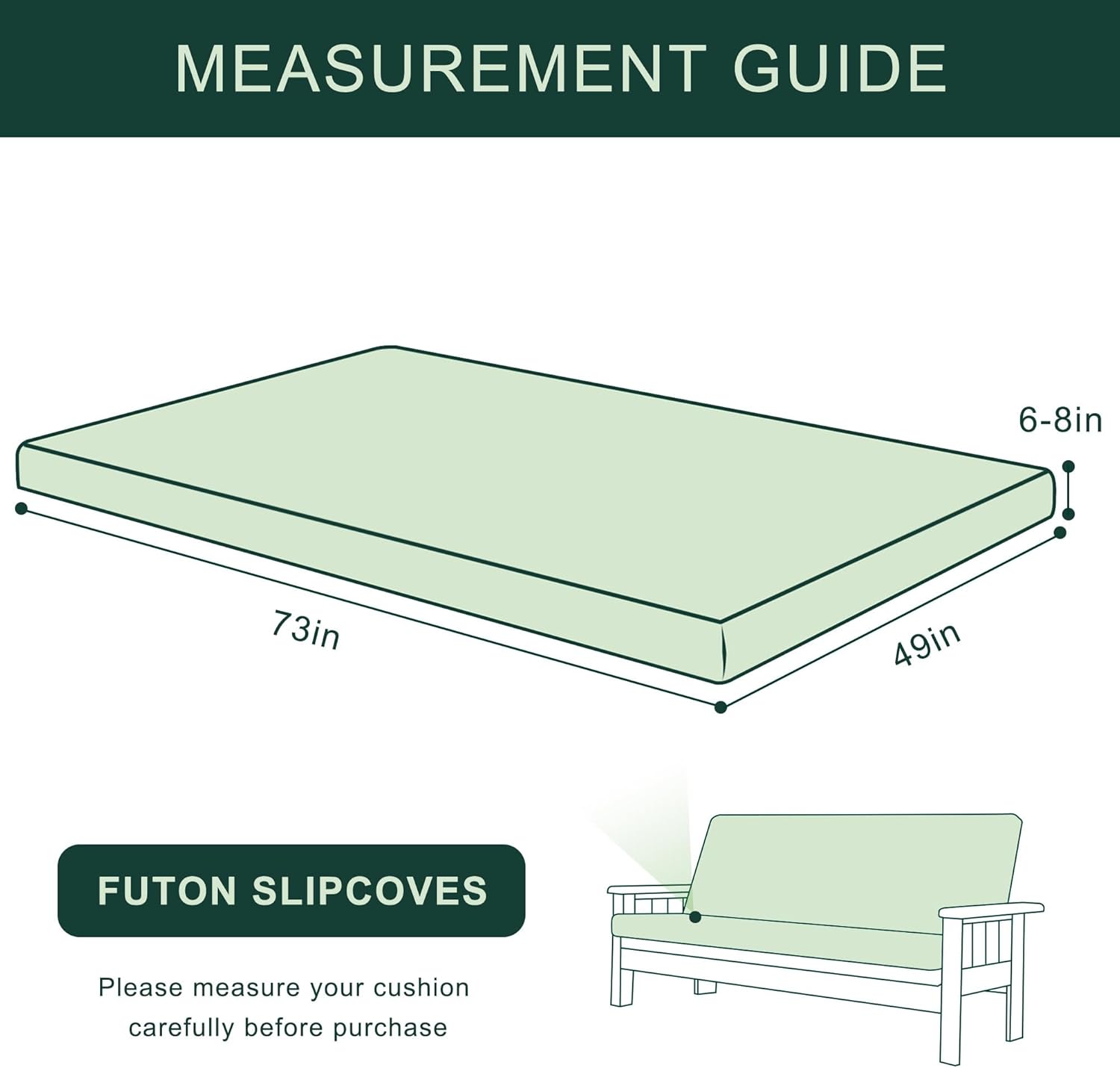CHUN YI Funda de futón de jacquard tamaño matrimonial, funda de colchón elástica y plegable para sofá cama, funda lavable para futón de 6 a 8