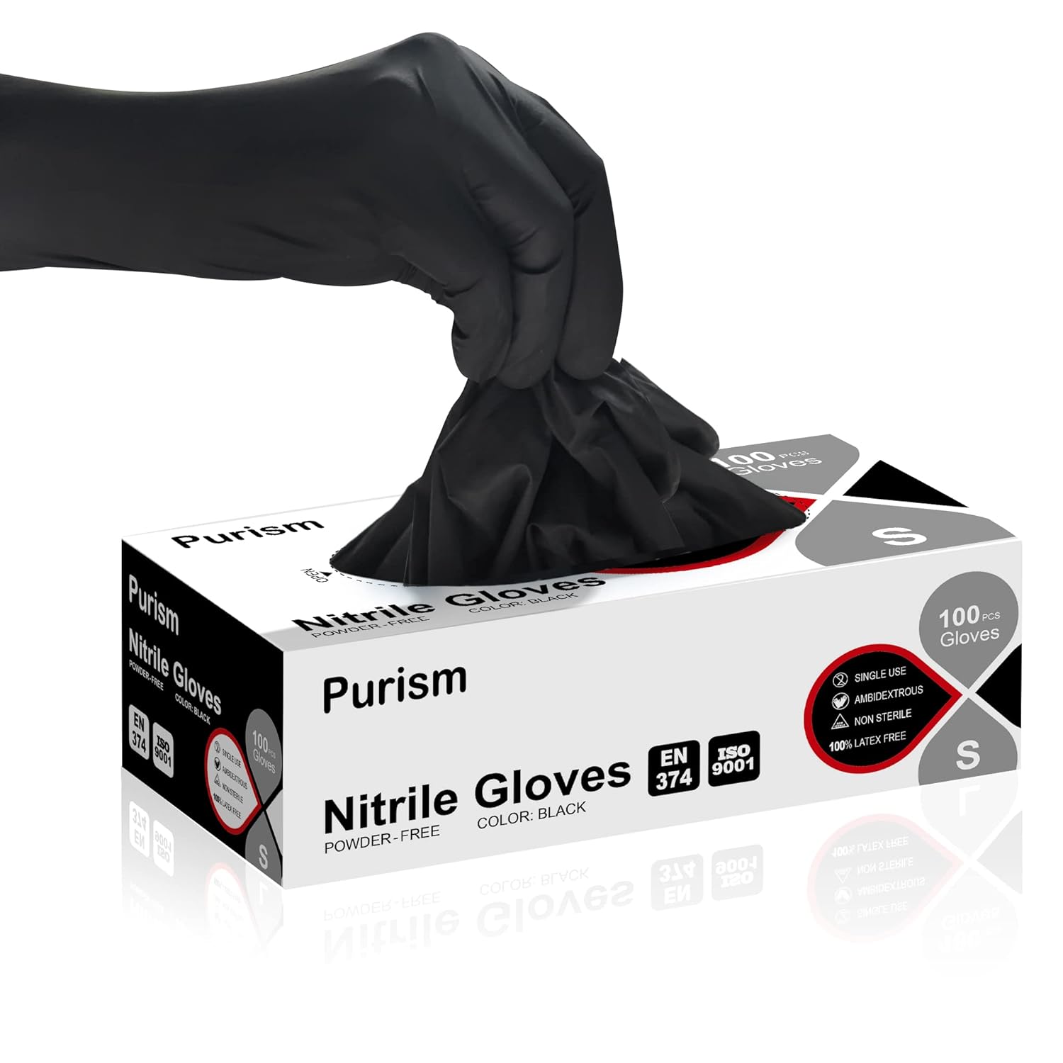 Daddy’s Choice Guantes de nitrilo, negros, pequeños, 100 unidades, guantes protectores