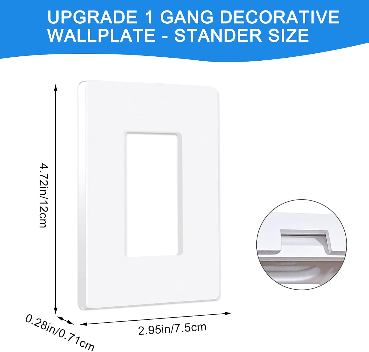 Placas decorativas de pared sin tornillos, acabado brillante, tamaño estándar, cubierta termoplástica irrompible para interruptor de salida de