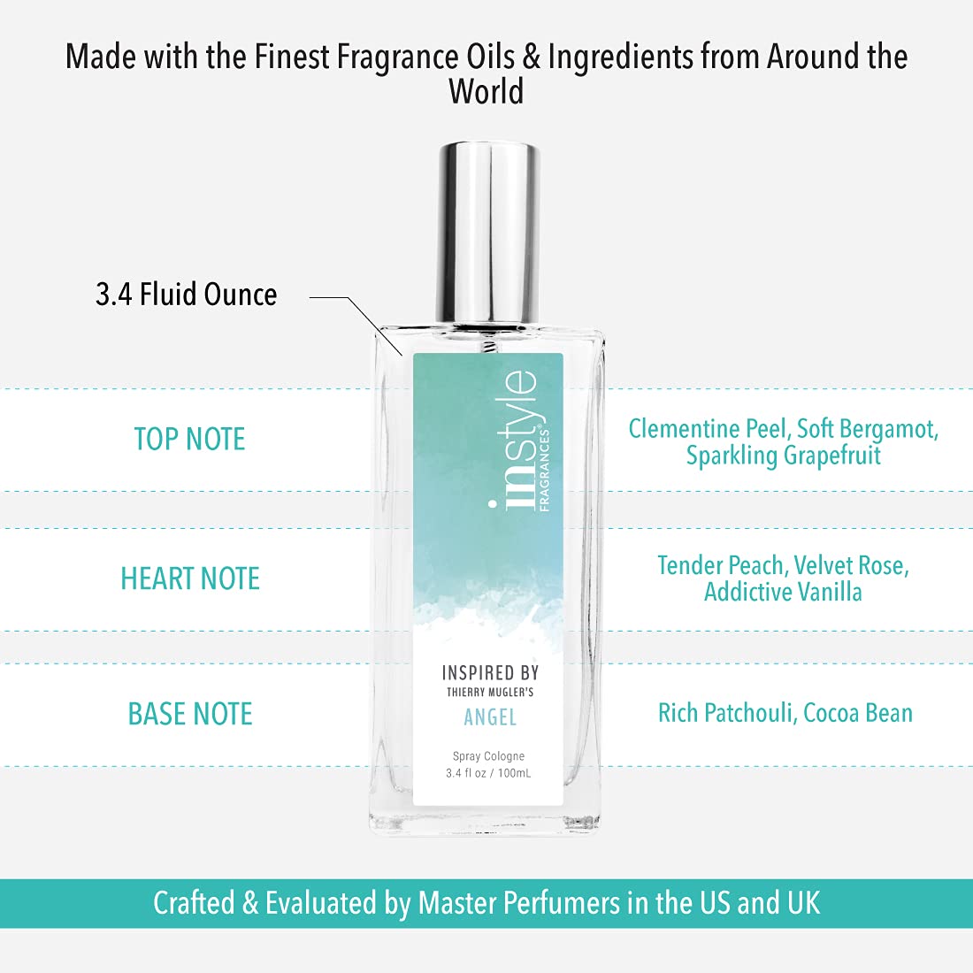 Instyle Fragrances Inspirado en Thierry Mugler’s Angel  Eau de Toilette para mujer  Vegano y sin parabenos  3.4 onzas líquidas (paquete de 2)