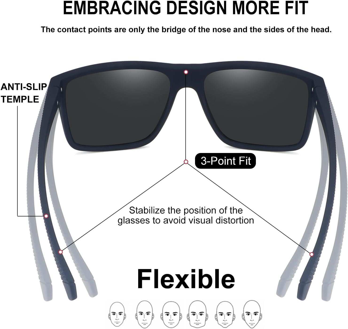Gafas de sol polarizadas para hombre, gafas de sol deportivas retro, ligeras, marco cuadrado, protección UV, gafas de pesca de moda