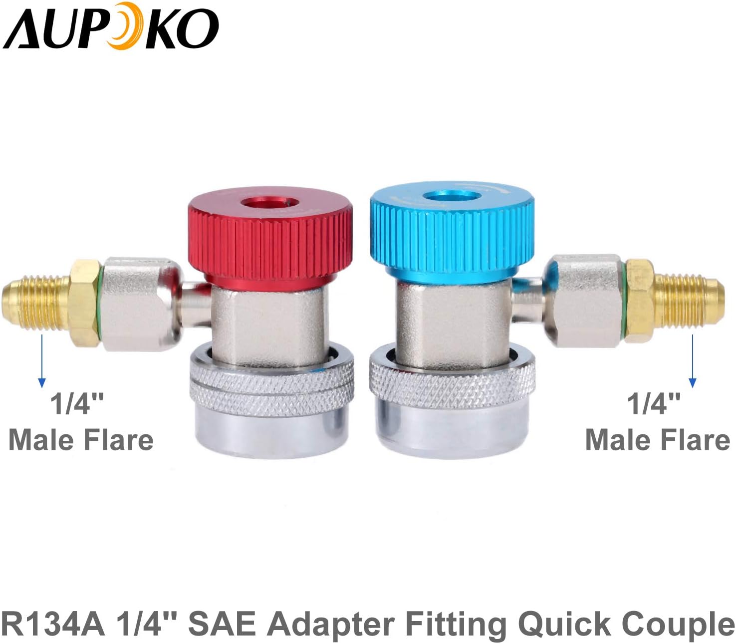 Aupoko Adaptadores AC R134A Acopladores rápidos con kit de válvula de grifo de lata, accesorios de adaptador R134A ajustable, acoplador rápido,