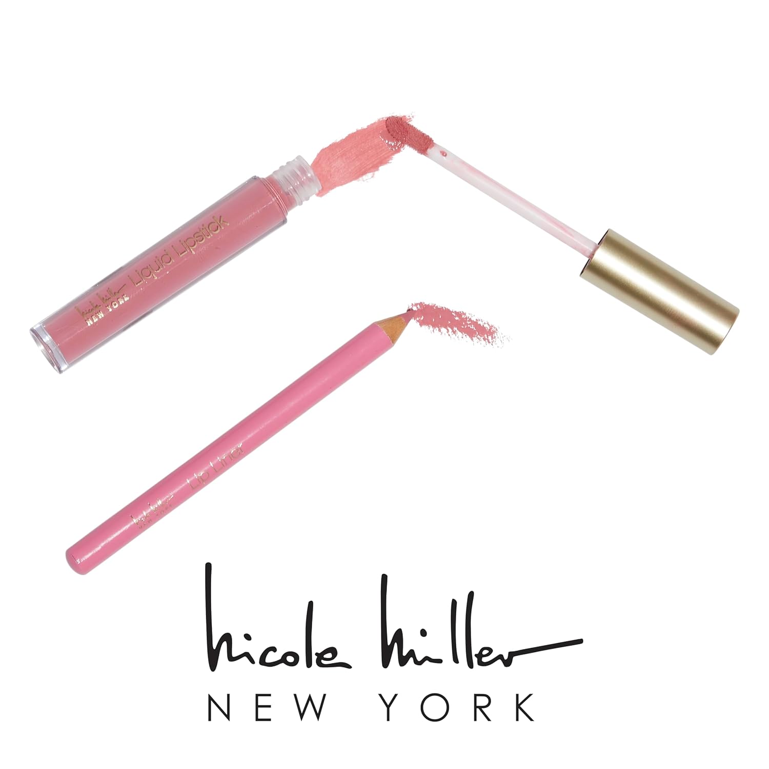 Nicole Miller Colección Liquid Lipstick & Liner  Juego de 8 piezas  4 lápices labiales líquidos y 4 delineadores de labios en varios tonos para