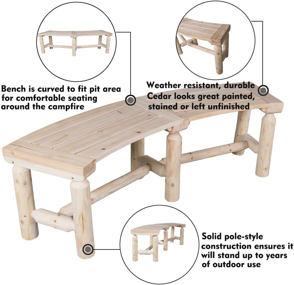 Banco curvado de madera para exteriores, estilo rústico, madera de cedroabeto, para patio, jardín, terraza y patio trasero, 40-55 pulgadas de ancho