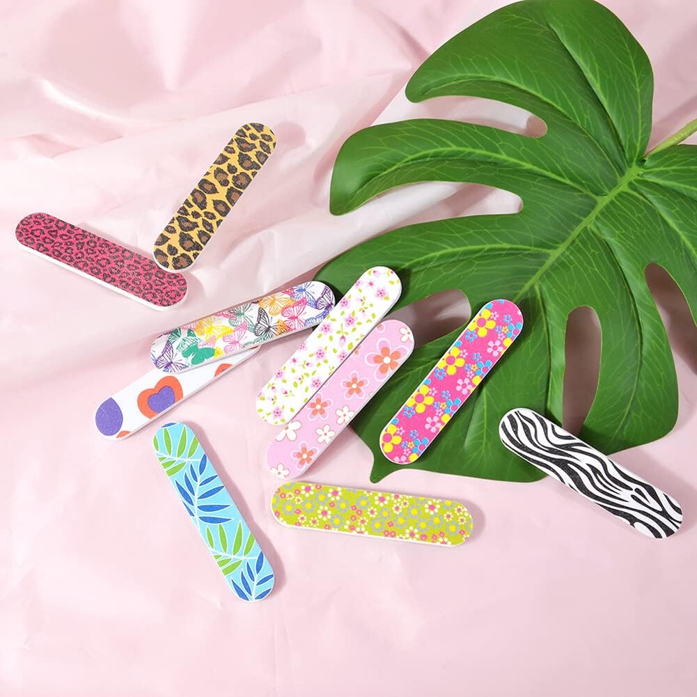 20 unidades coloridas mini limas de uñas de doble cara, bloque de pulido de uñas, tablero de esmeril, tira de pulido de gel para manicura, pedicura,