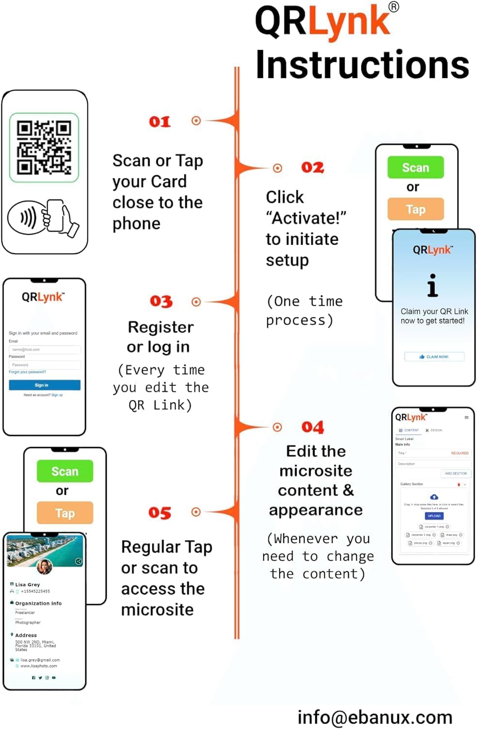 QRLynk Tarjeta Smart Tap – Tarjeta de visita con chip NFC – Ideal para compartir presencia digital – Funciona en iPhone y Android – Sin aplicación,