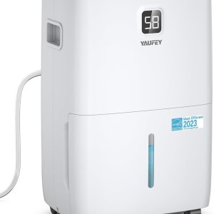 Yaufey Deshumidificador Energy Star de 80 pintas para sótano, hogar y habitación grande de hasta 5000 pies cuadrados, con manguera de drenaje, Yaufey Deshumidificador Energy Star de 80 pintas para sótano, hogar y habitación grande de hasta 5000 pies cuadrados, con manguera de drenaje,