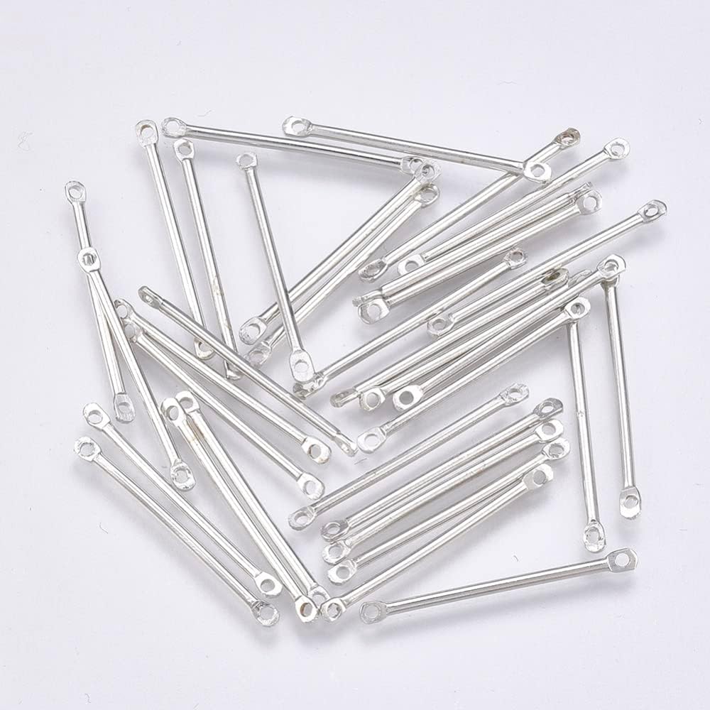 LiQunSweet 250 piezas de conectores de tira fina de 0.984 in1 pulgada (0.984 in), dijes de barra larga para colgantes, dijes de doble bucle para