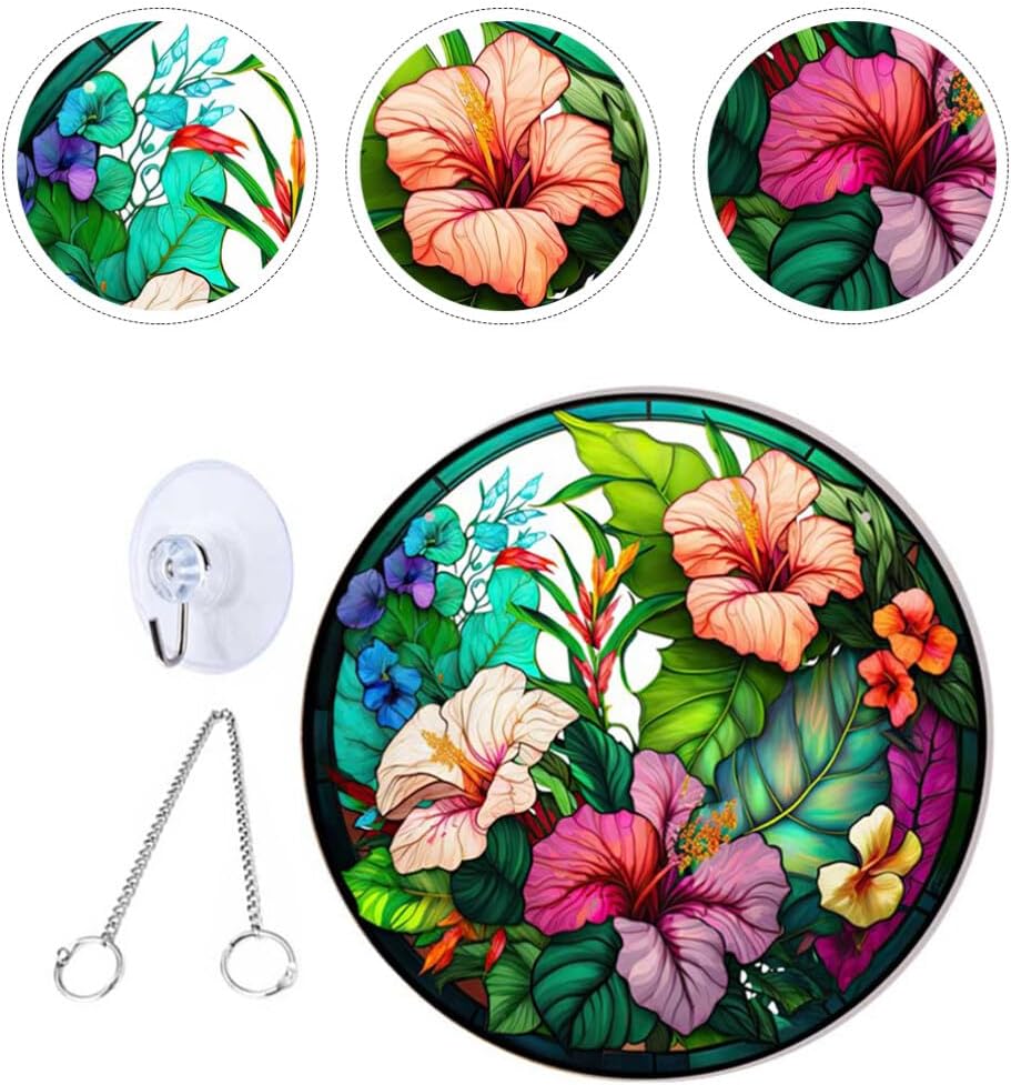 Homoyoyo Atrapasoles de cristal de colores para colgar en la ventana, flores para colgar en la pared, adorno para colgar en la pared, panel de