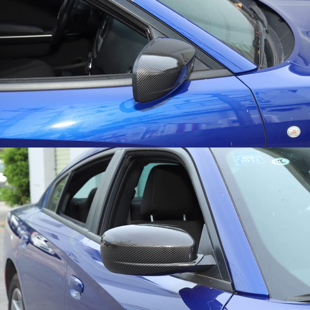 Compatible con cargador Chrysler 300 2011-2020 con patrón de fibra de carbono para puerta lateral, cubiertas de espejo de viento, tapacubos
