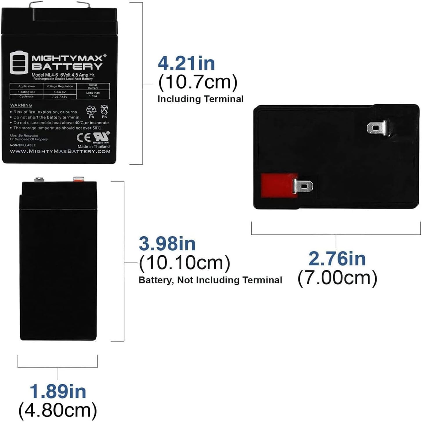 Mighty Max Battery Reemplazo de 6V 4.5Ah para batería UPS para APC RBC1-4 Pack