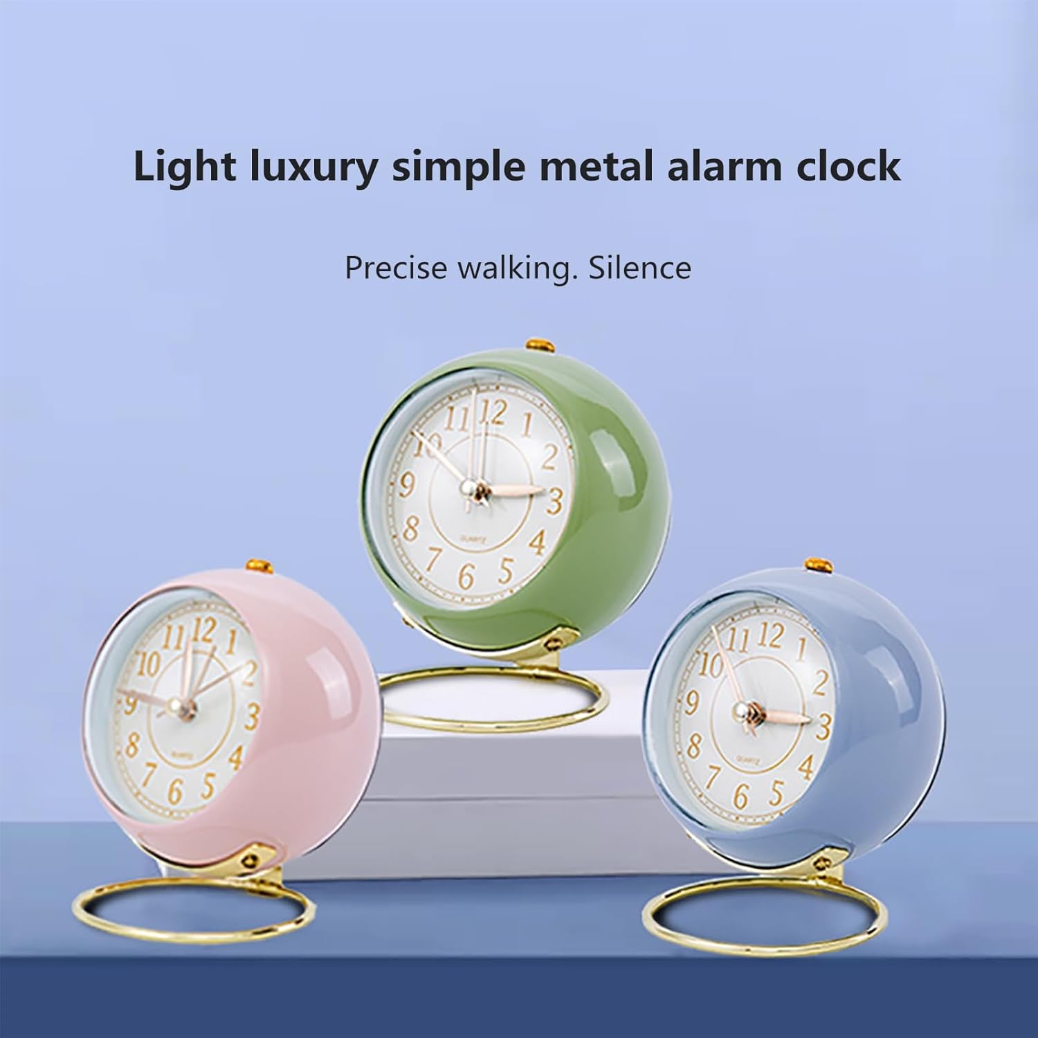 Reloj despertador analógico, reloj retro de mesa con luz nocturna para estantería, escritorio, cocina, dormitorio, al lado, decorativo, silencioso,