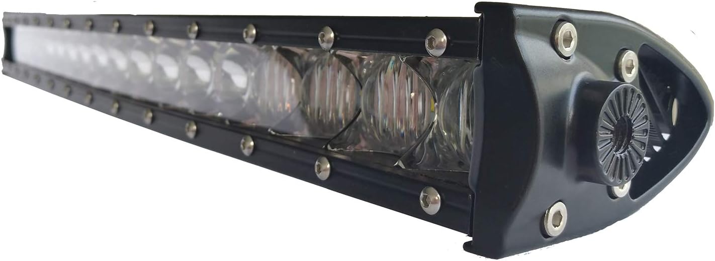 AngelMa – Barra de luz LED curvada de una sola fila de 90 W, 20 pulgadas, 21 pulgadas, 5D Cree 5 W, luz LED de conducción todoterreno para