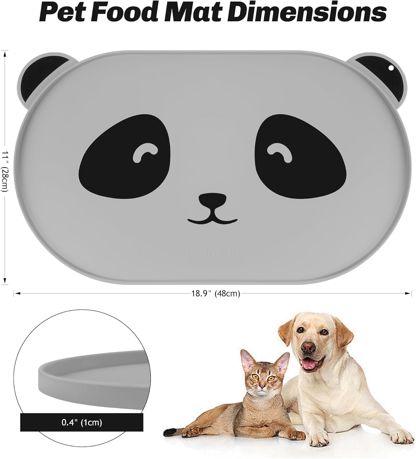 Coomazy Tapete de comida para gatos, tapete de silicona ampliado y grueso para alimentación de mascotas para el suelo, antideslizante, impermeable,