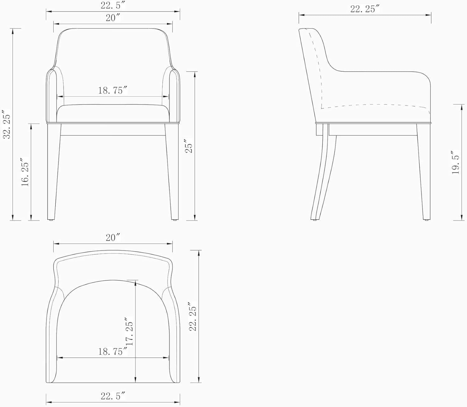 Manhattan Comfort Gansevoort – Sillón de comedor de piel sintética de 19.5 pulgadas en peltre