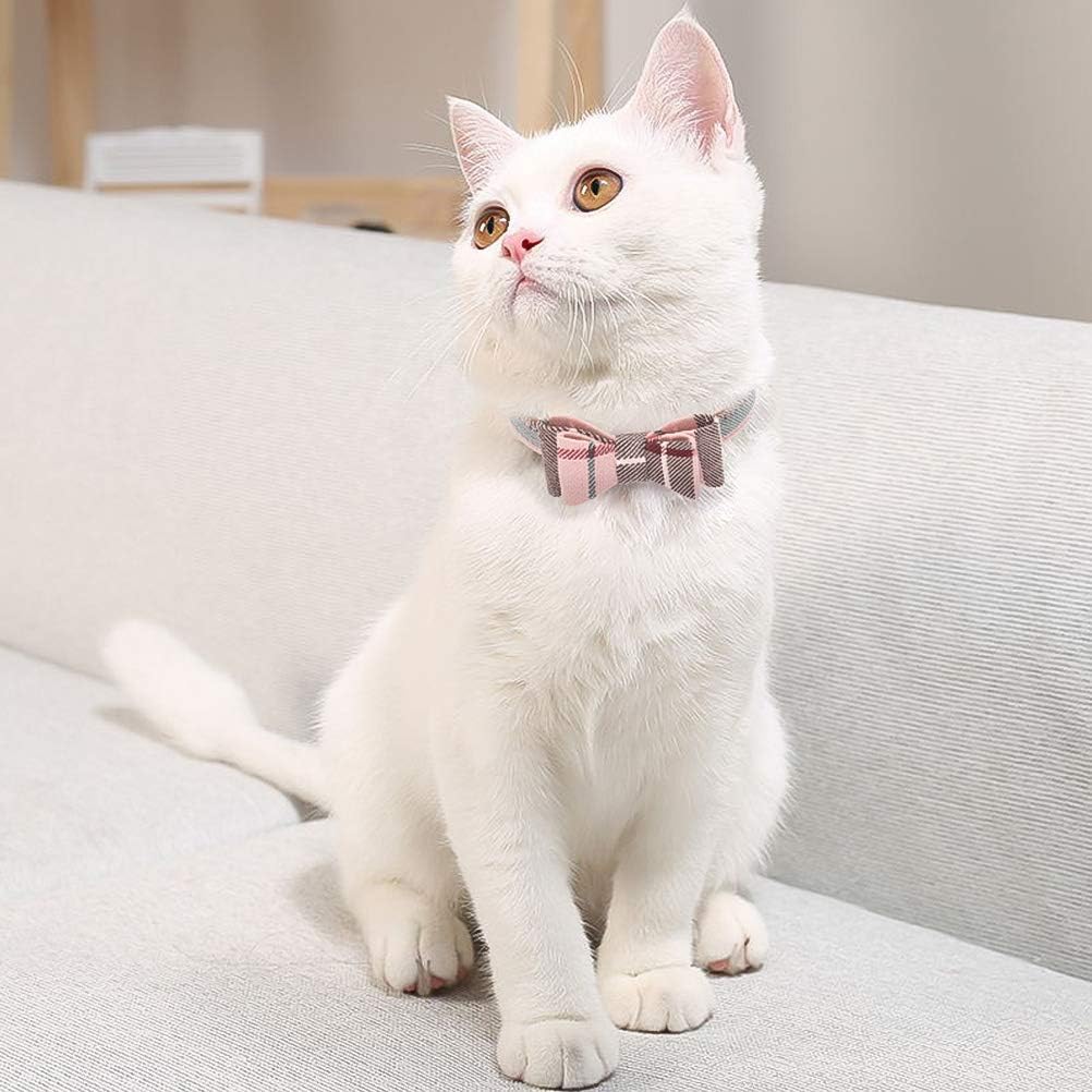 EXPAWLORER Juego de collar y correa para perro, corbata clásica a cuadros para perro y collar bandana con campana, correa para perro sin enredos,