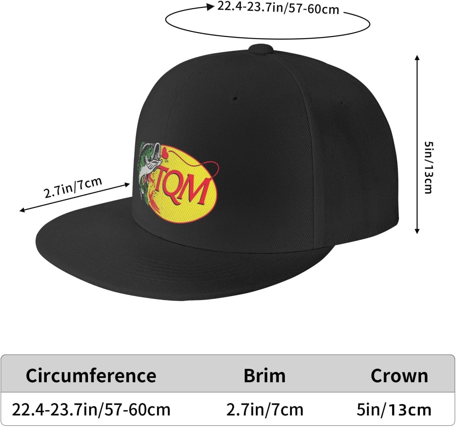 Tqm Hat,Regida Gorras Del Pescado Tqm,Fuerza,Tqm Fish Cap,Yo No Pesco Negro, Negro –
