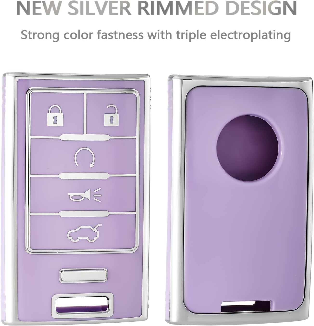 OFFCURVE Funda para llavero para Cadillac C5 y C6, Púrpura+llavero