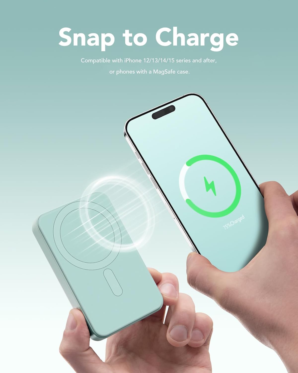 Snap Power Bank, batería MagSafe de 10000 mAh 20 W compatible con un soporte plegable, carga rápida y banco de energía magnético portátil,