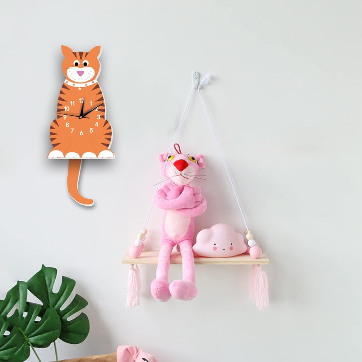 Reloj de pared de dibujos animados para niños, silencioso, colgante con péndulo para habitaciones de niños, decoración perfecta para habitación y