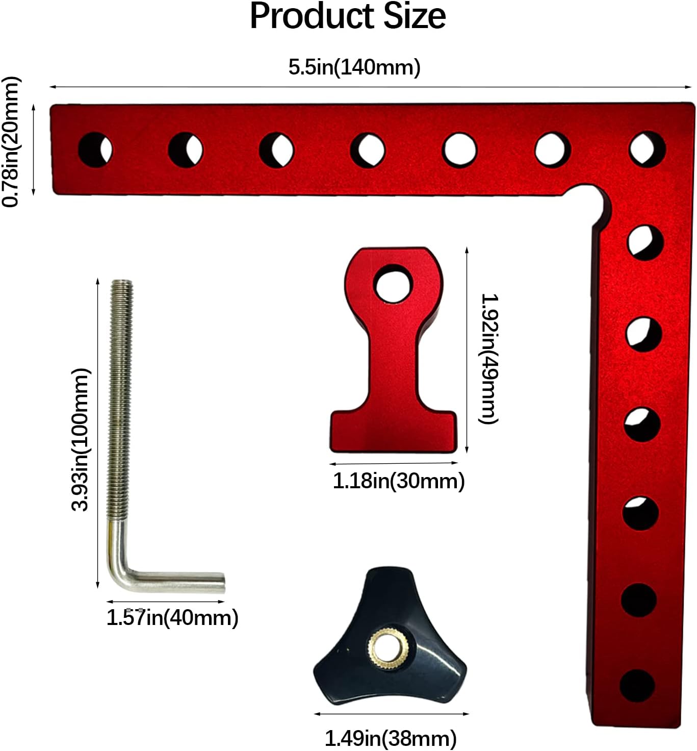 Abrazadera de esquina, abrazadera de 90 grados, abrazaderas de ángulo recto de 5.5 x 5.5 pulgadas (5.5 x 5.5 in), sujeción de esquina de aleación de